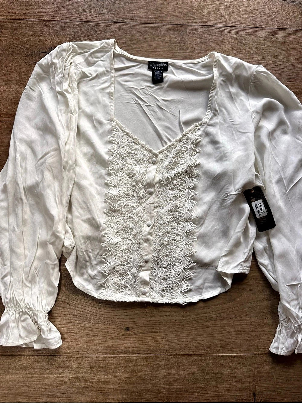 Wrangler Retro Embroidered Blouse in White Size XL NWT